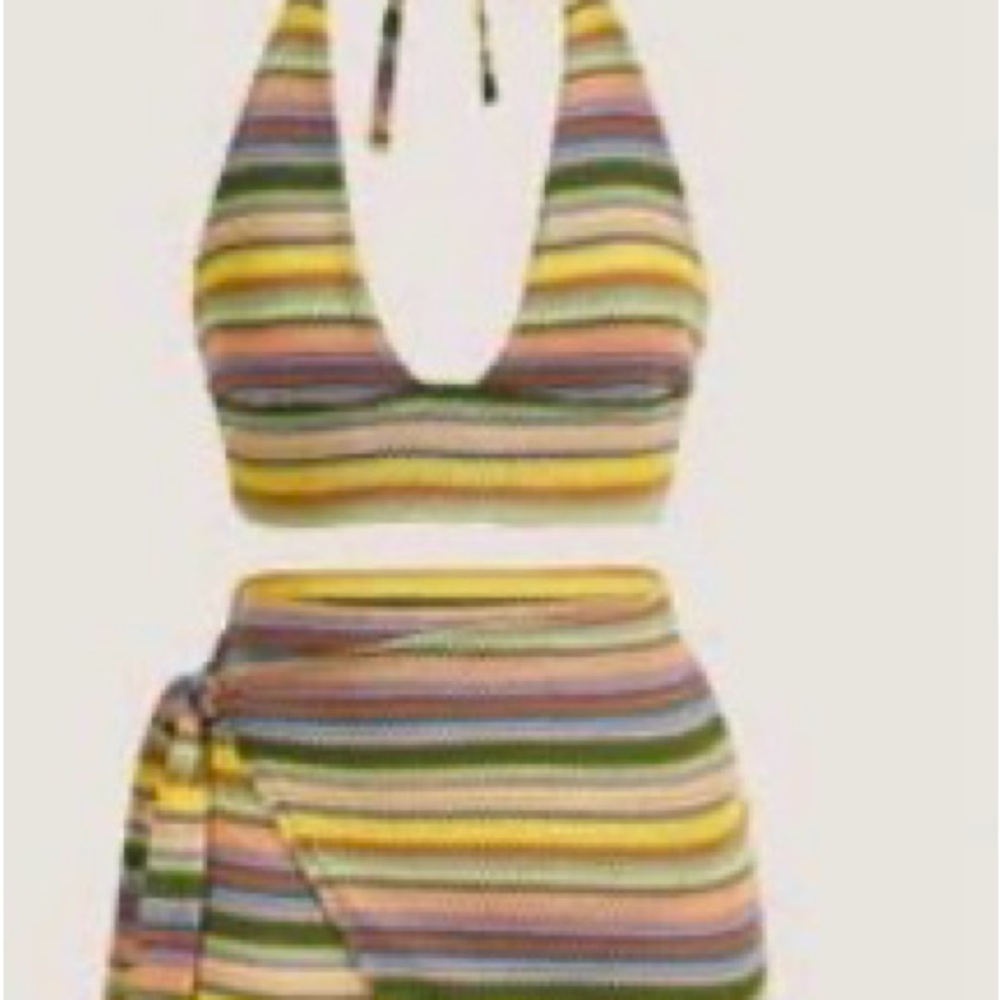 SHEIN Multicolor Striped Swim Coverup